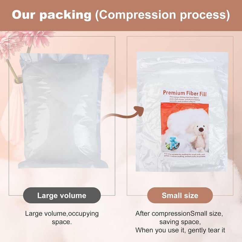 cedarol 100g/3.53OZ Premium Polyester Fiber, Fiber Fill Stuffing, White High Resilience Fill Fiber for Stuffed Animal Crafts, Pillow Filling and Fiberfill DIY Dolls - Image 4